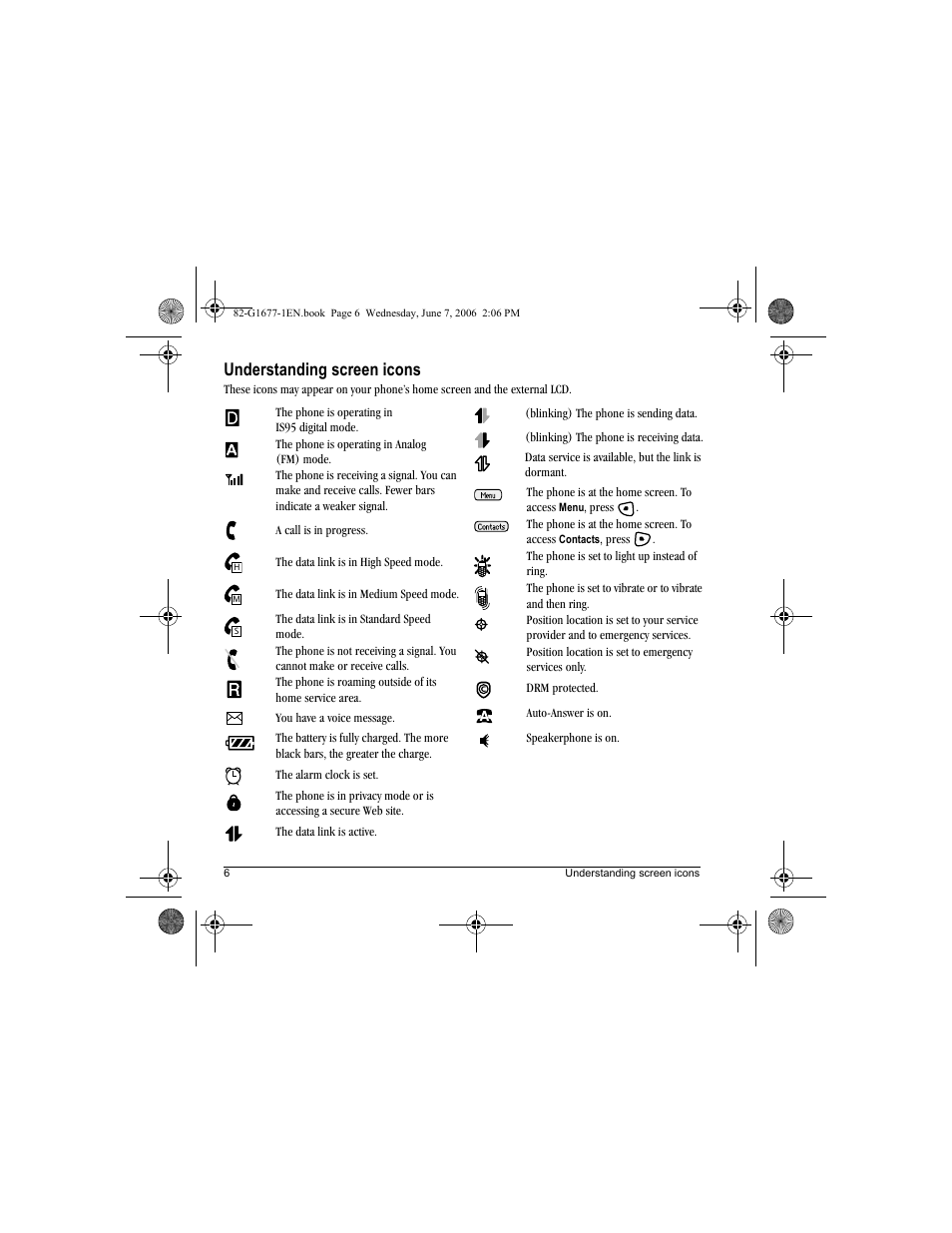 Understanding screen icons | Kyocera KX9e User Manual | Page 14 / 64