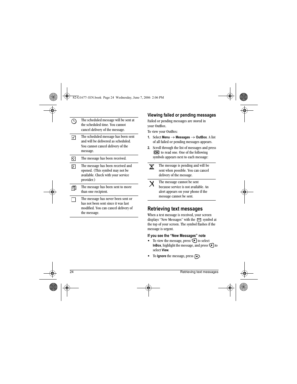 Retrieving text messages | Kyocera KX9e User Manual | Page 32 / 64