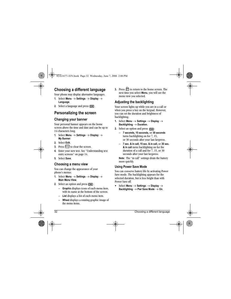 Choosing a different language, Personalizing the screen | Kyocera KX9e User Manual | Page 40 / 64