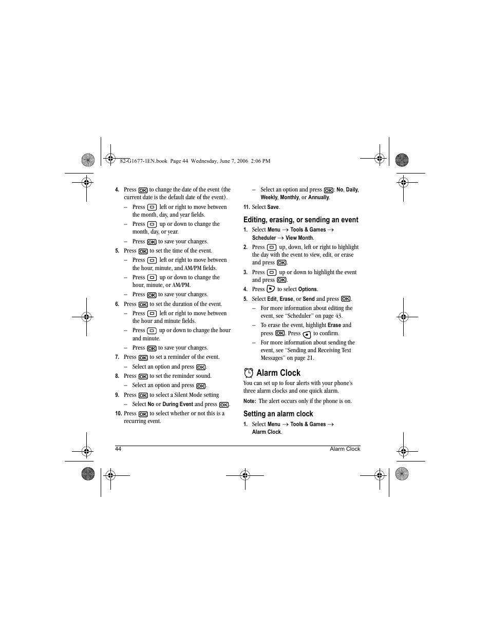 Alarm clock | Kyocera KX9e User Manual | Page 52 / 64