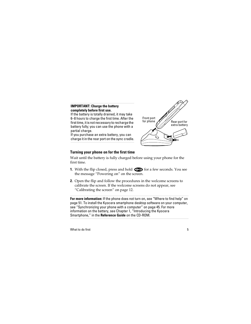 Turning your phone on for the first time | Kyocera QCP 6035 User Manual | Page 11 / 68