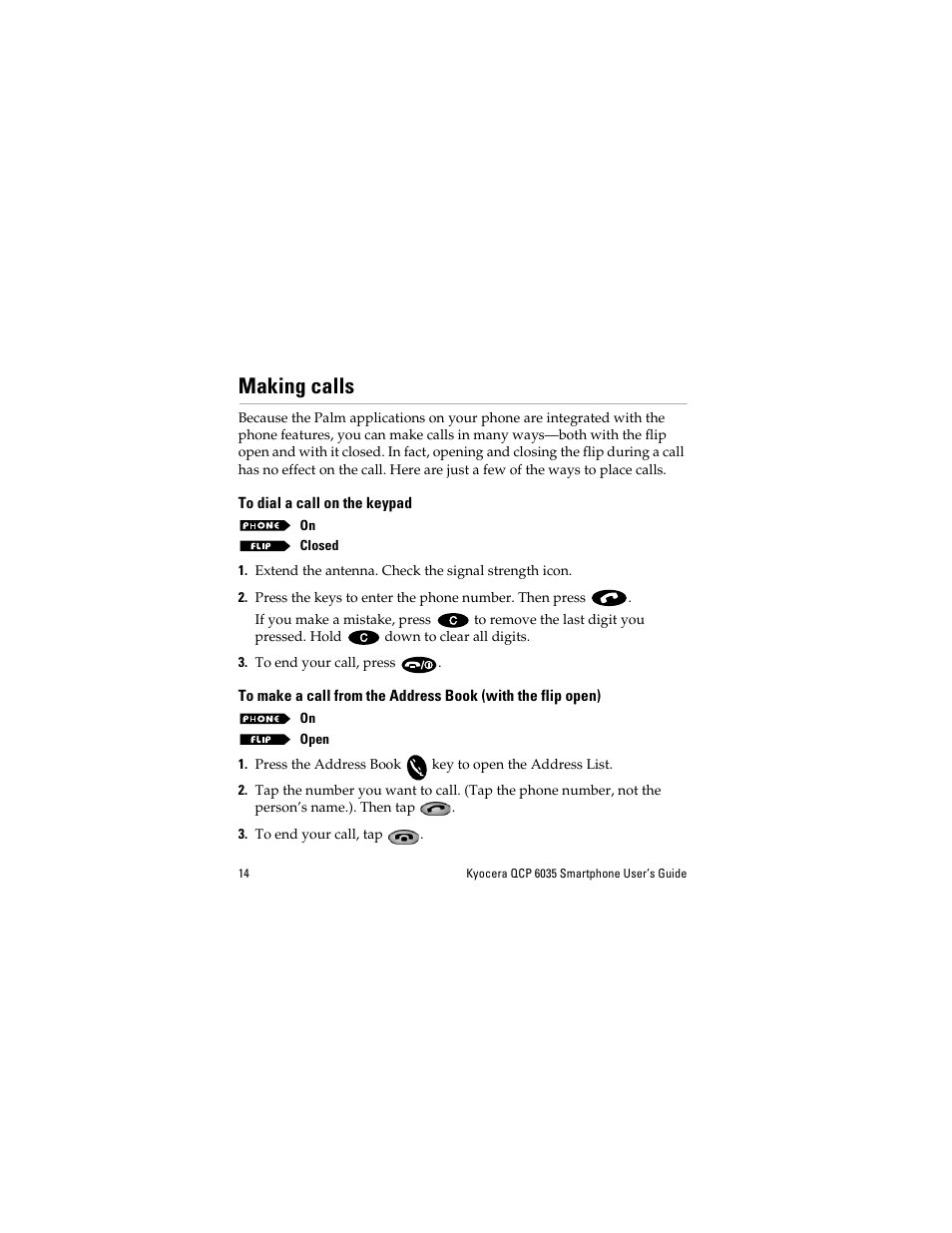 Making calls, To dial a call on the keypad | Kyocera QCP 6035 User Manual | Page 20 / 68