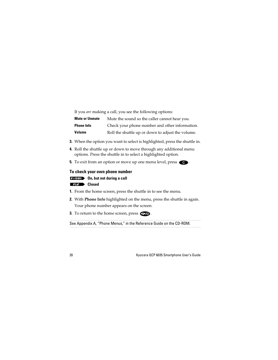 To check your own phone number | Kyocera QCP 6035 User Manual | Page 26 / 68