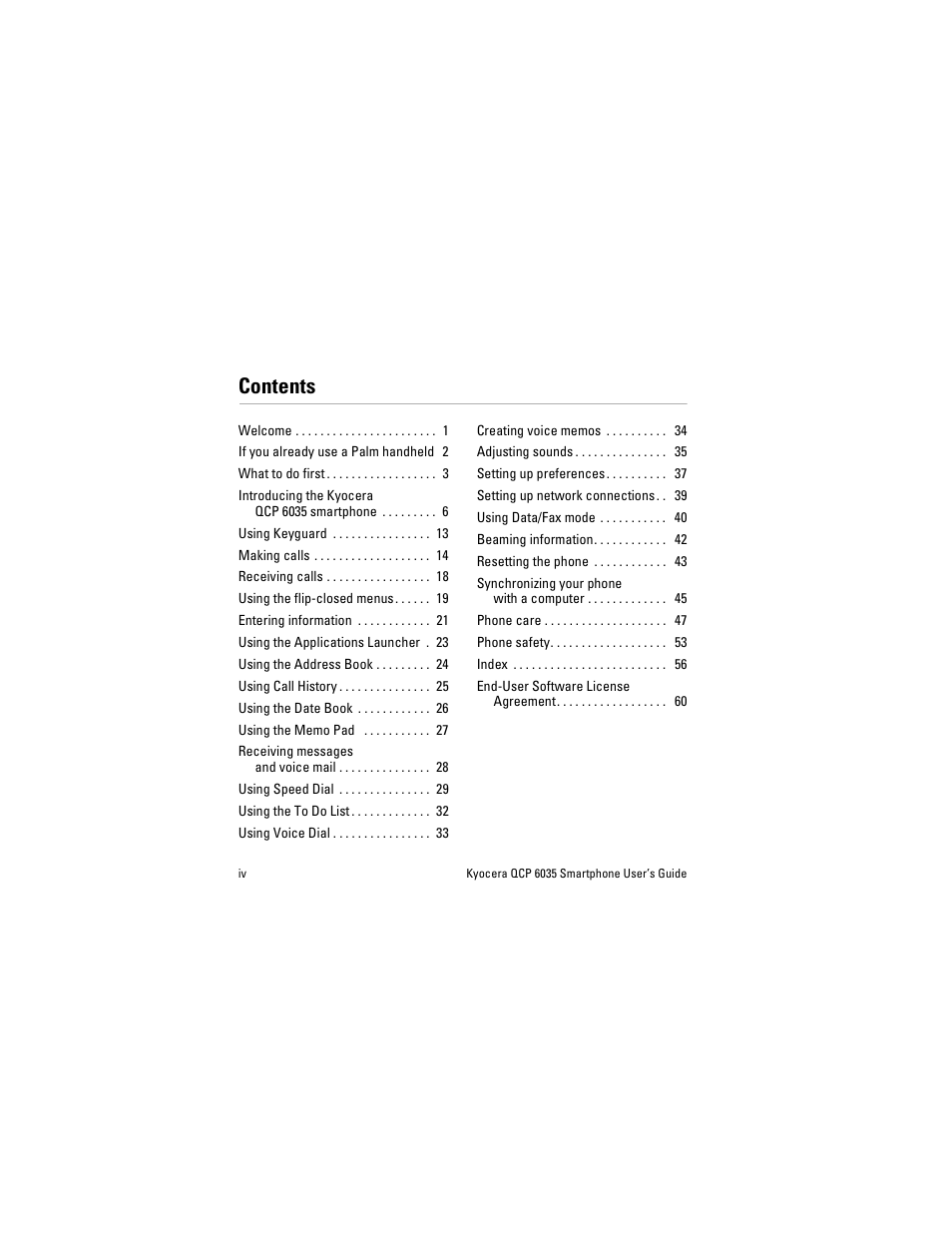 Kyocera QCP 6035 User Manual | Page 6 / 68