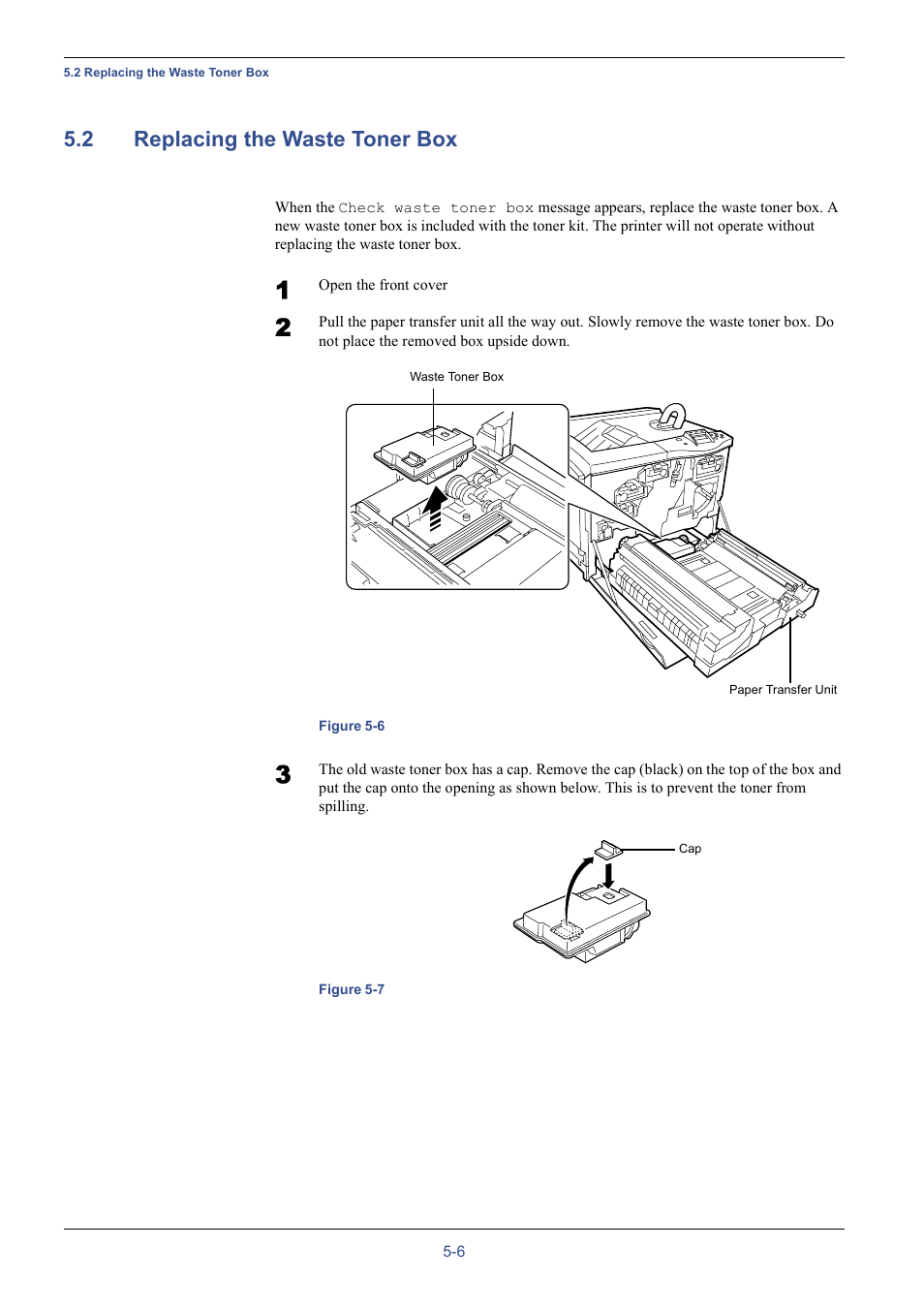 2 replacing the waste toner box, Replacing the waste toner box -6 | Kyocera WP31C User Manual | Page 174 / 214