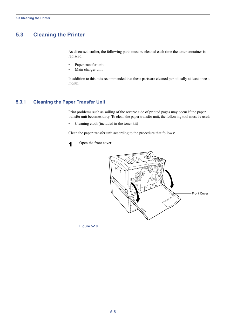 3 cleaning the printer, 1 cleaning the paper transfer unit, Cleaning the printer -8 | Cleaning the paper transfer unit -8 | Kyocera WP31C User Manual | Page 176 / 214