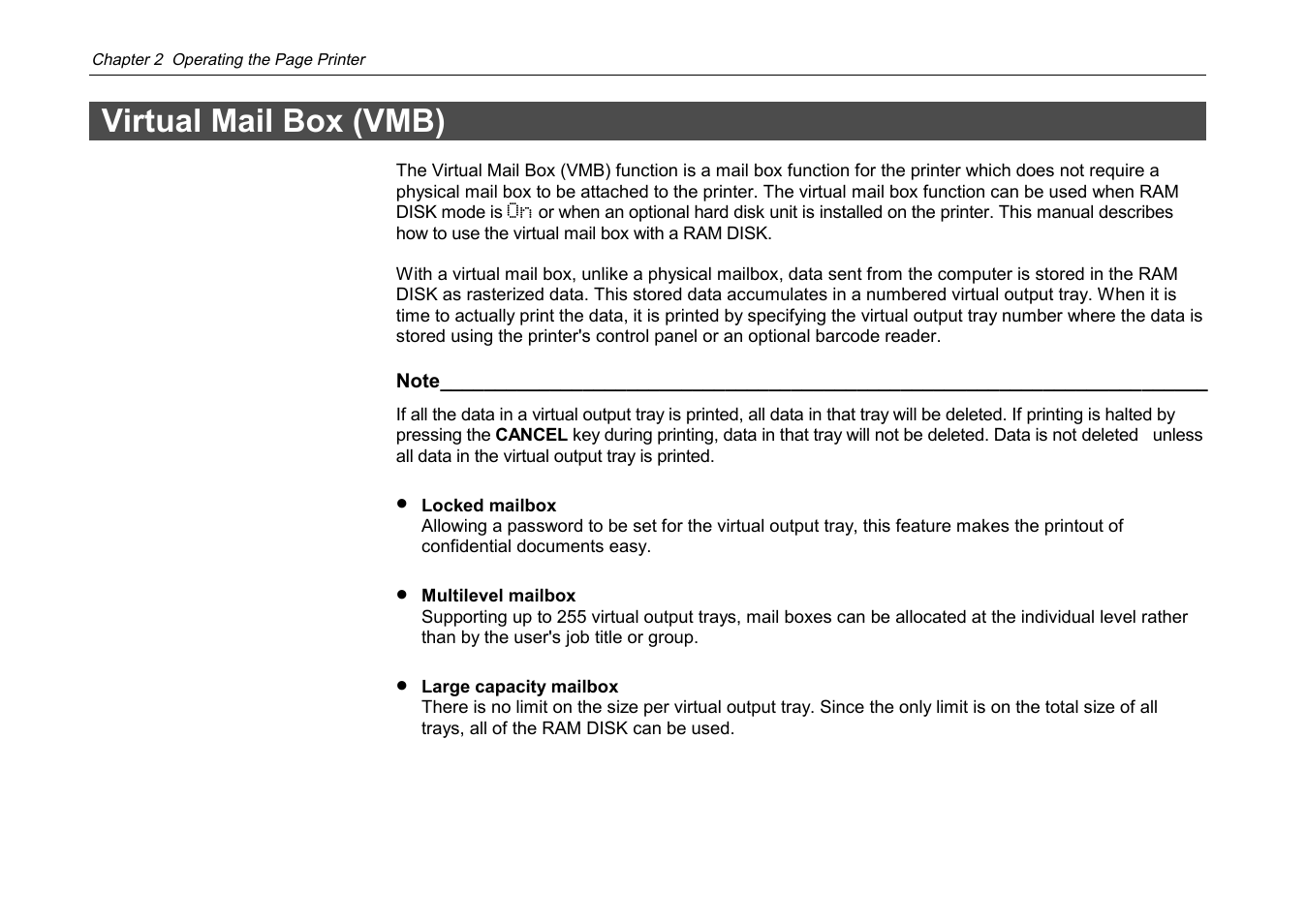 Virtual mail box (vmb) | Kyocera DP-3600 User Manual | Page 102 / 250