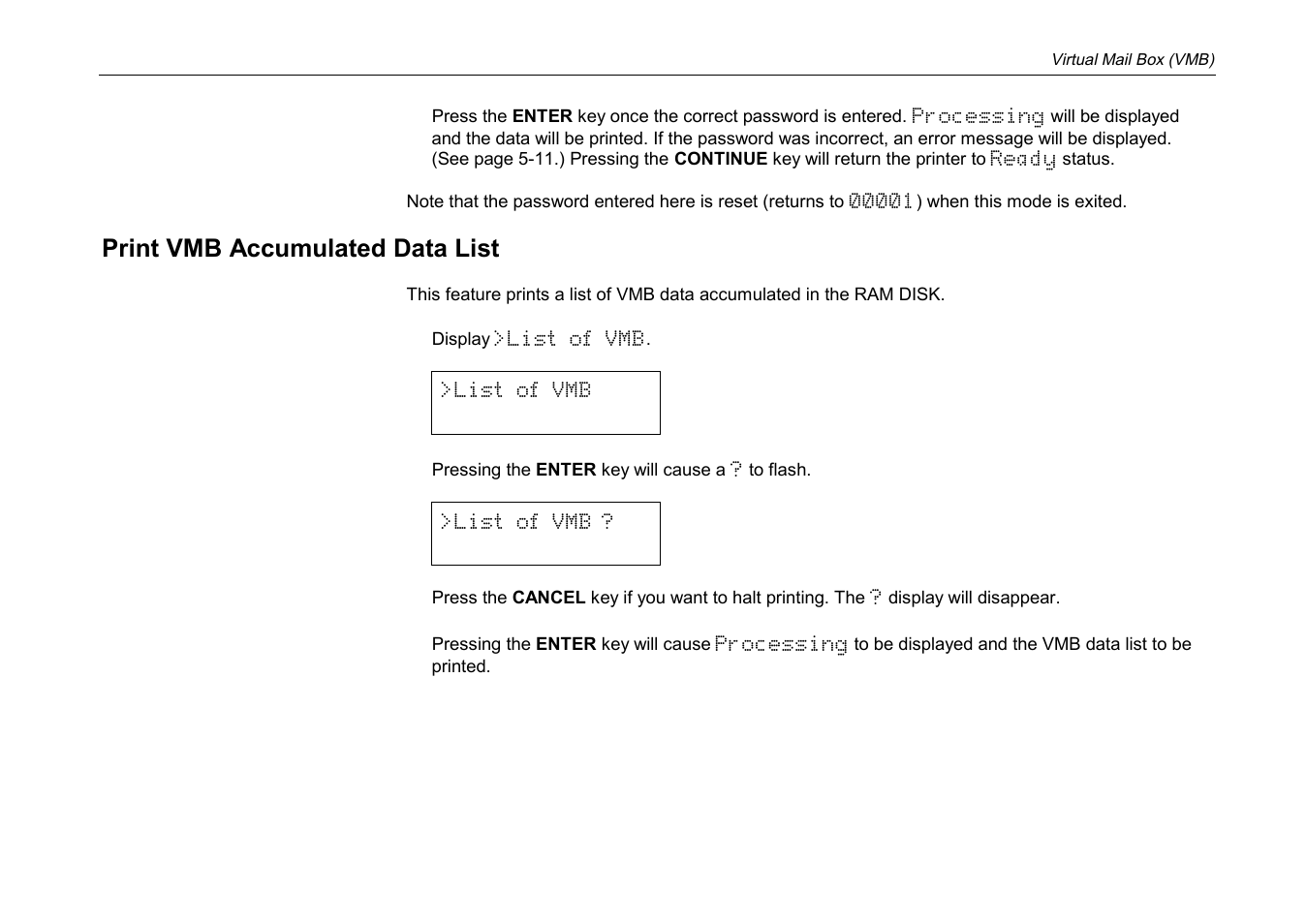 Print vmb accumulated data list | Kyocera DP-3600 User Manual | Page 105 / 250
