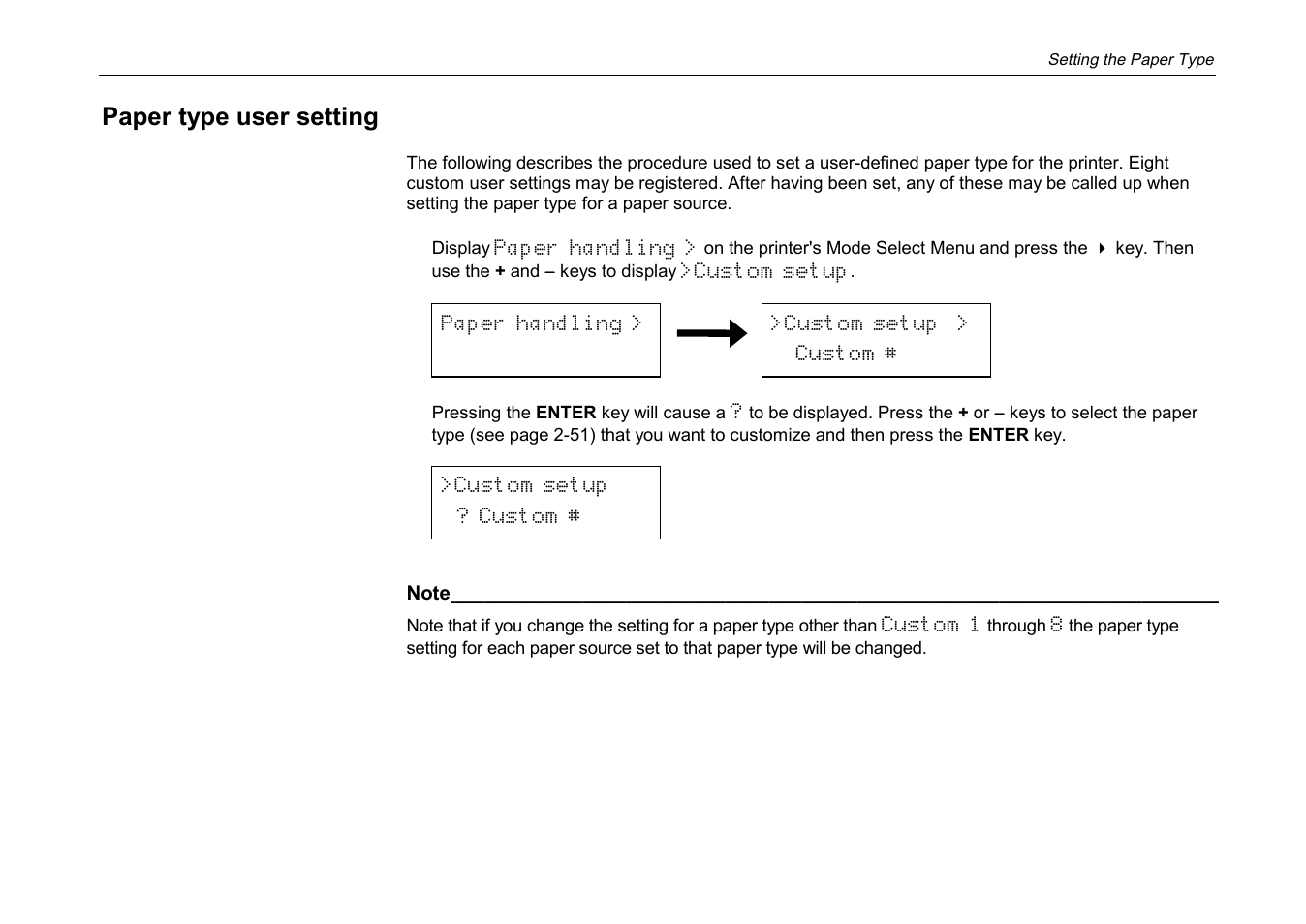 Paper type user setting | Kyocera DP-3600 User Manual | Page 121 / 250