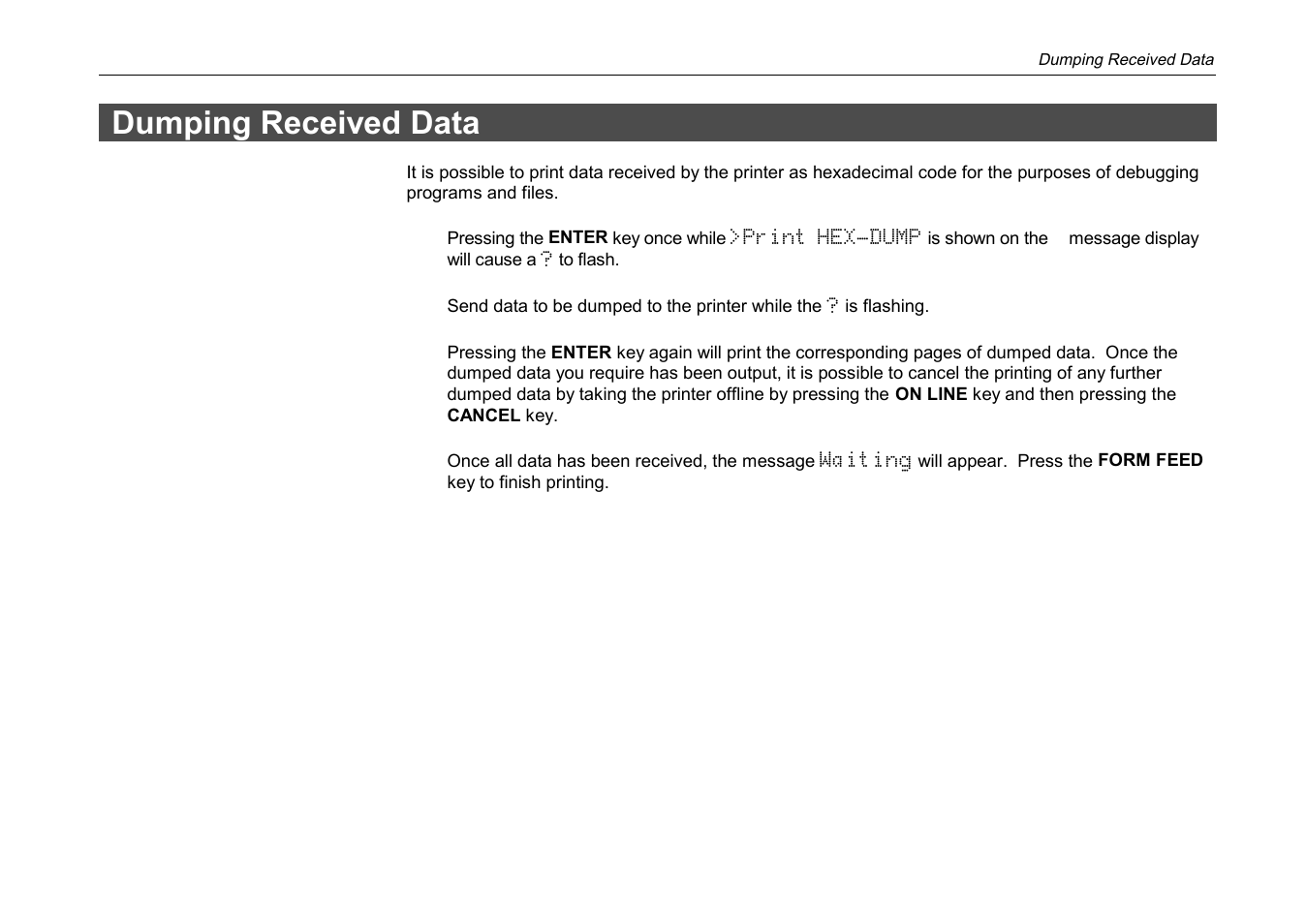 Dumping received data | Kyocera DP-3600 User Manual | Page 125 / 250