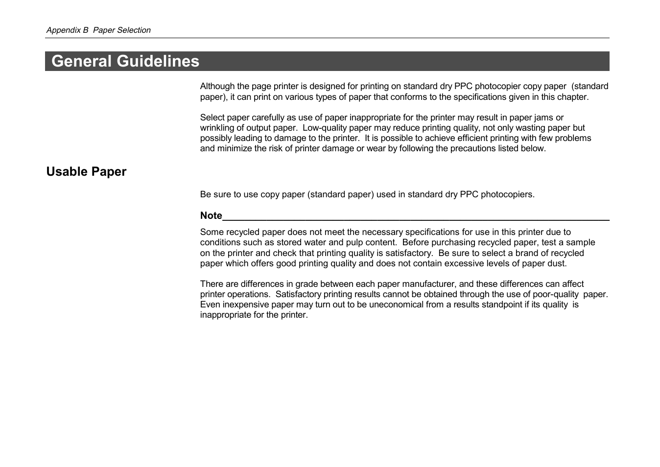 General guidelines, Usable paper | Kyocera DP-3600 User Manual | Page 210 / 250