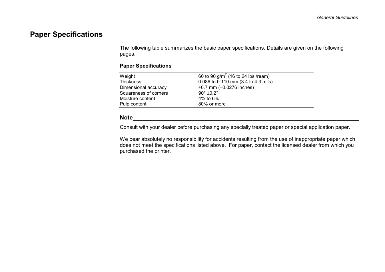 Paper specifications | Kyocera DP-3600 User Manual | Page 211 / 250