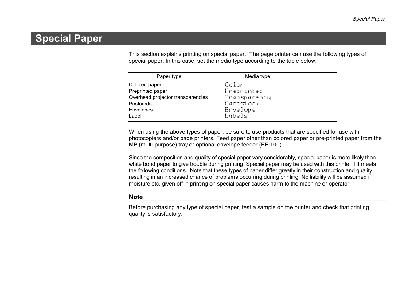 Special paper | Kyocera DP-3600 User Manual | Page 217 / 250