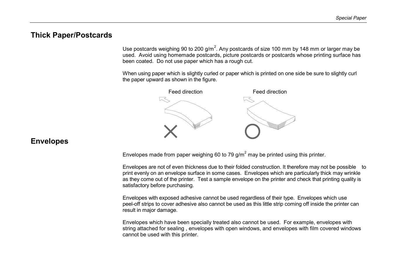 B-11, Thick paper/postcards, Envelopes | Kyocera DP-3600 User Manual | Page 219 / 250