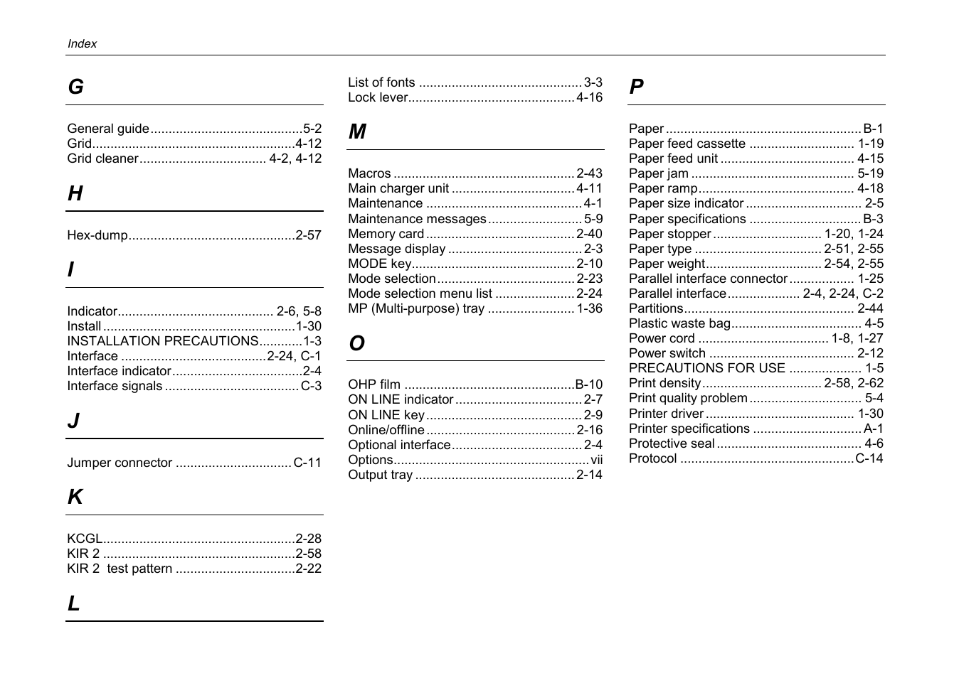 Index-2 | Kyocera DP-3600 User Manual | Page 242 / 250