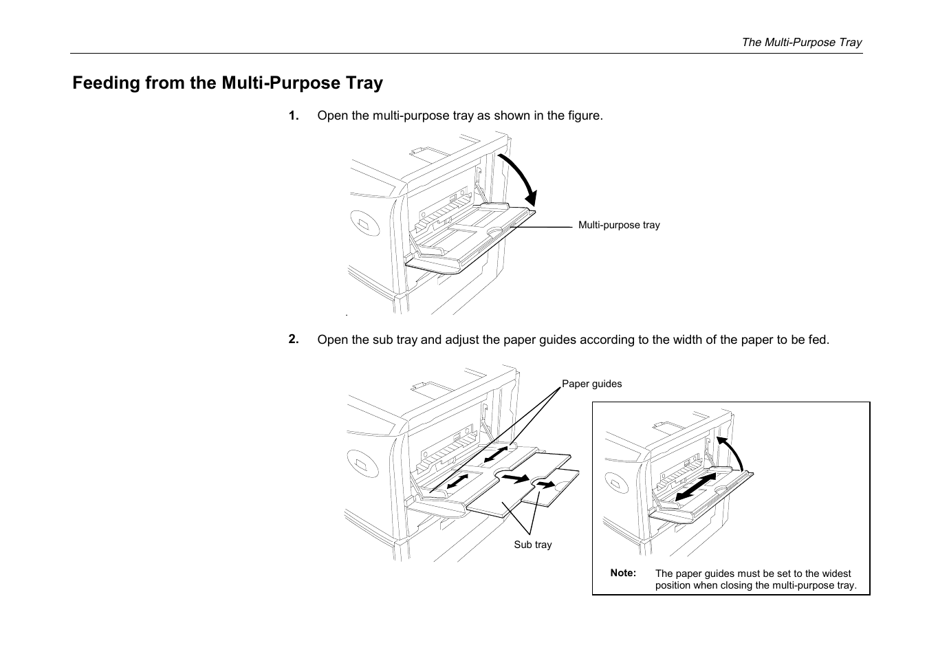 Feeding from the multi-purpose tray | Kyocera DP-3600 User Manual | Page 58 / 250