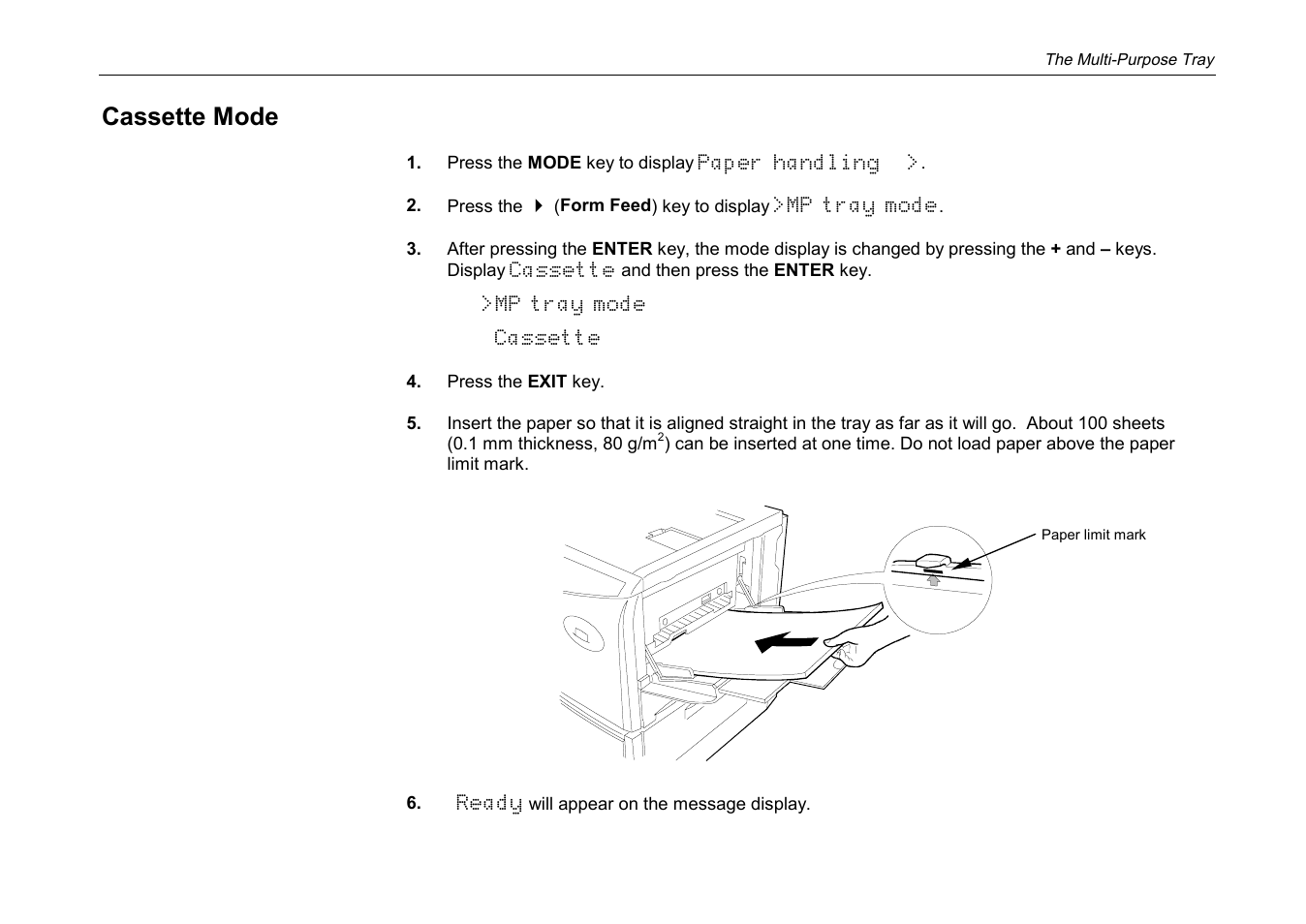 Cassette mode | Kyocera DP-3600 User Manual | Page 60 / 250