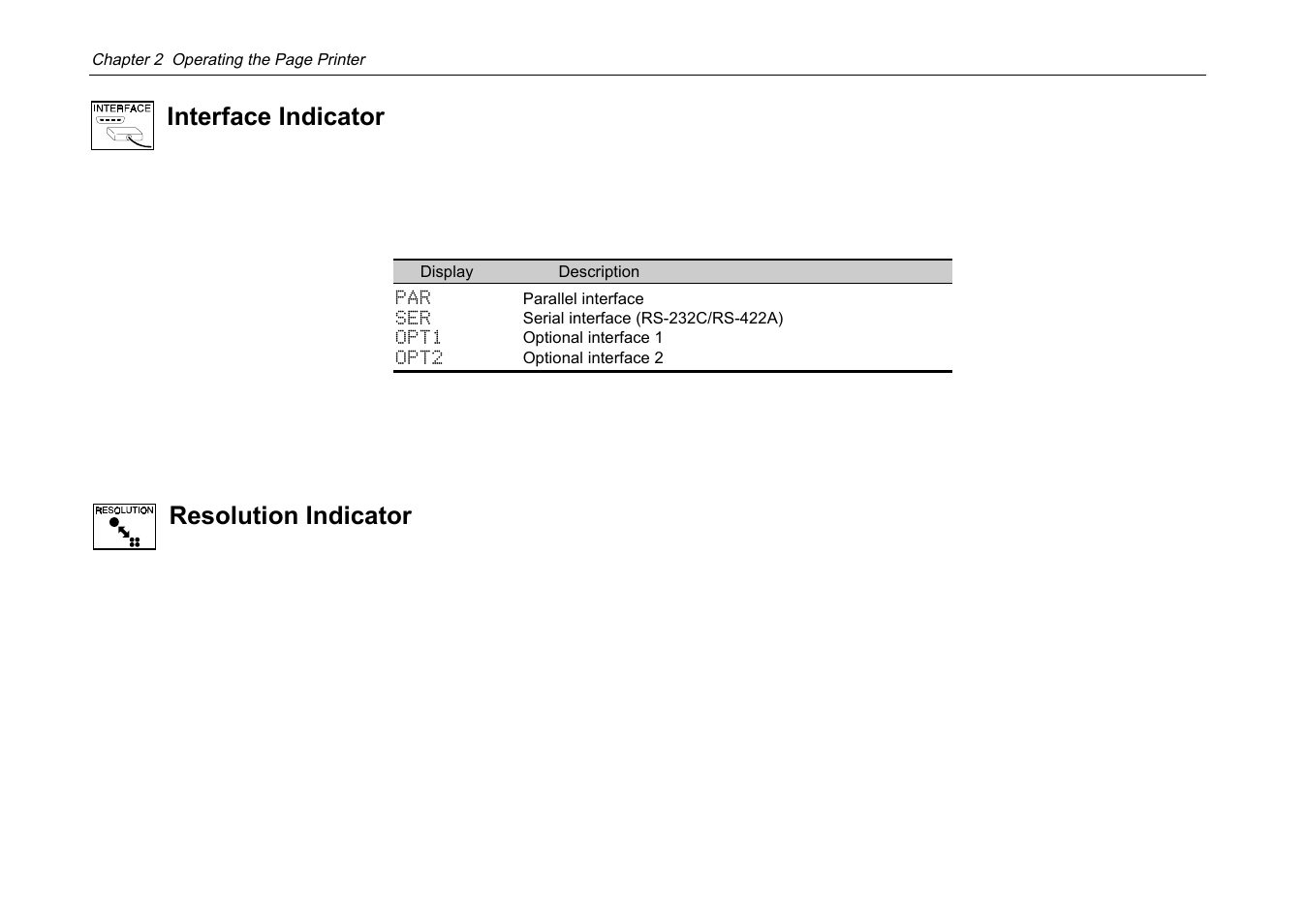 Interface indicator, Resolution indicator | Kyocera DP-3600 User Manual | Page 72 / 250