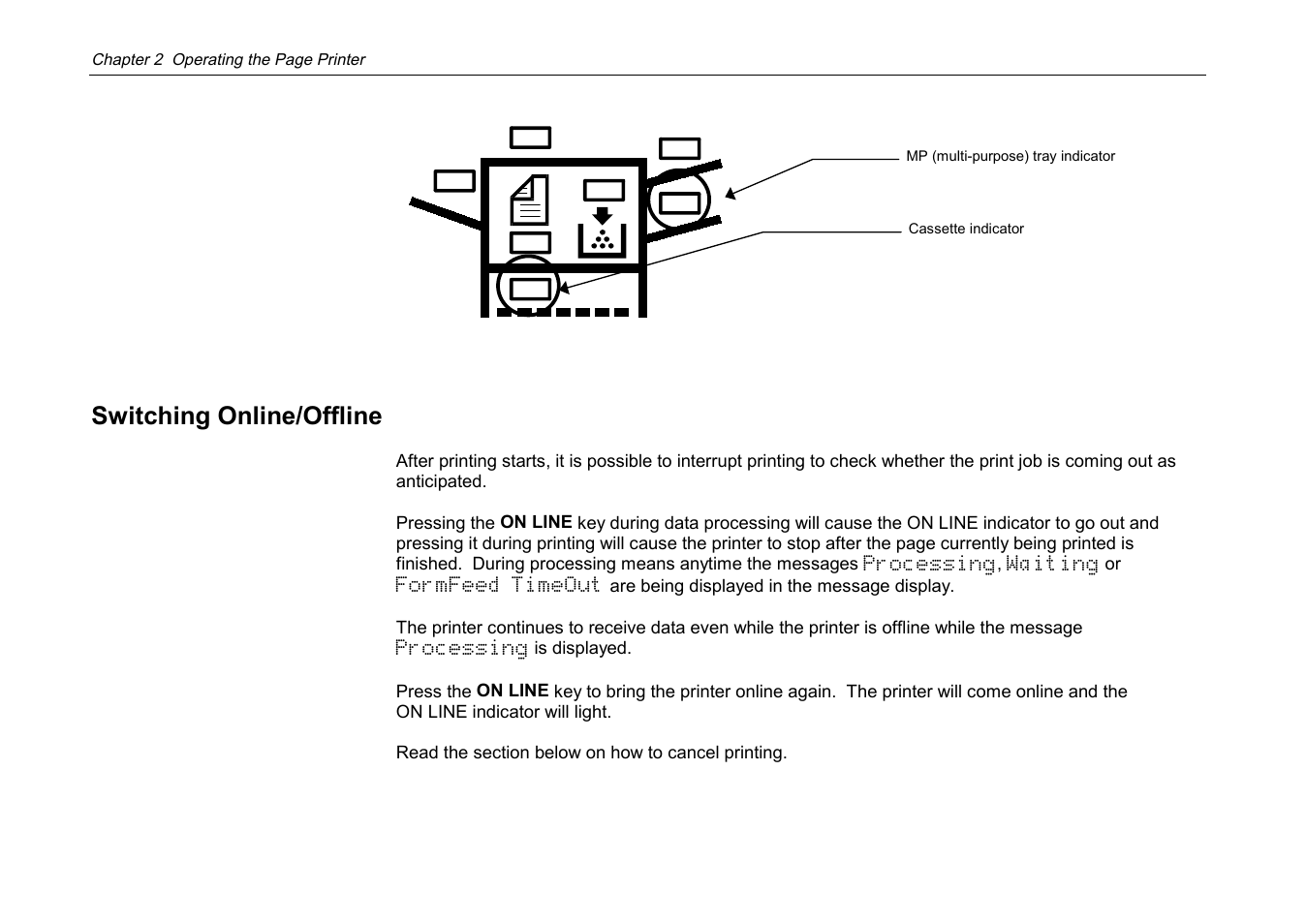 Switching online/offline | Kyocera DP-3600 User Manual | Page 84 / 250