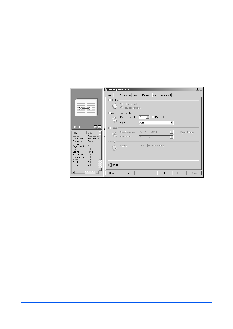 Poster, Multiple pages per sheet | Kyocera FS-820 User Manual | Page 38 / 105