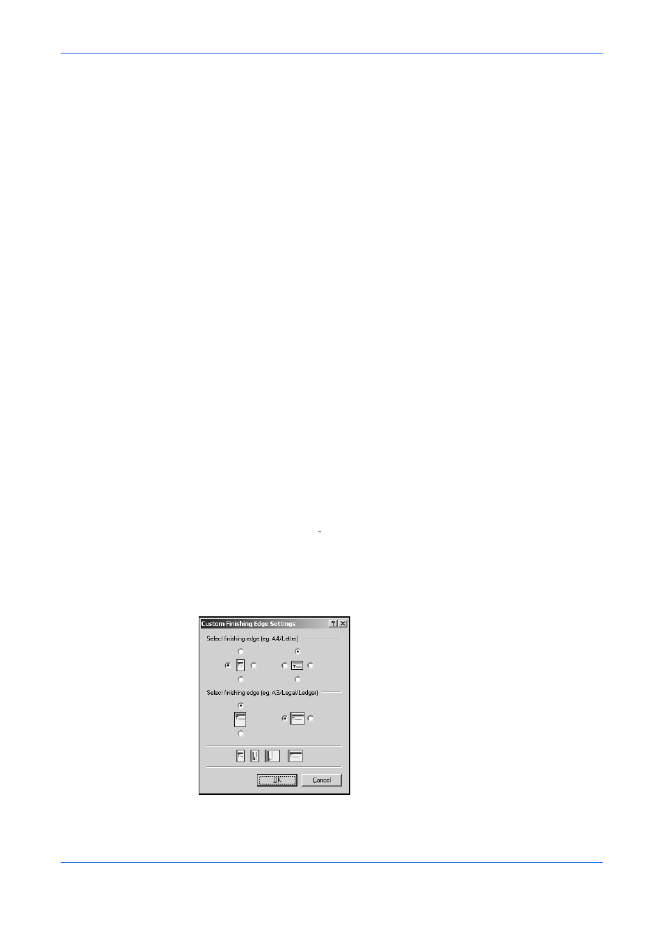 Positioning options for finishing edge, Custom finishing edge settings | Kyocera FS-820 User Manual | Page 44 / 105