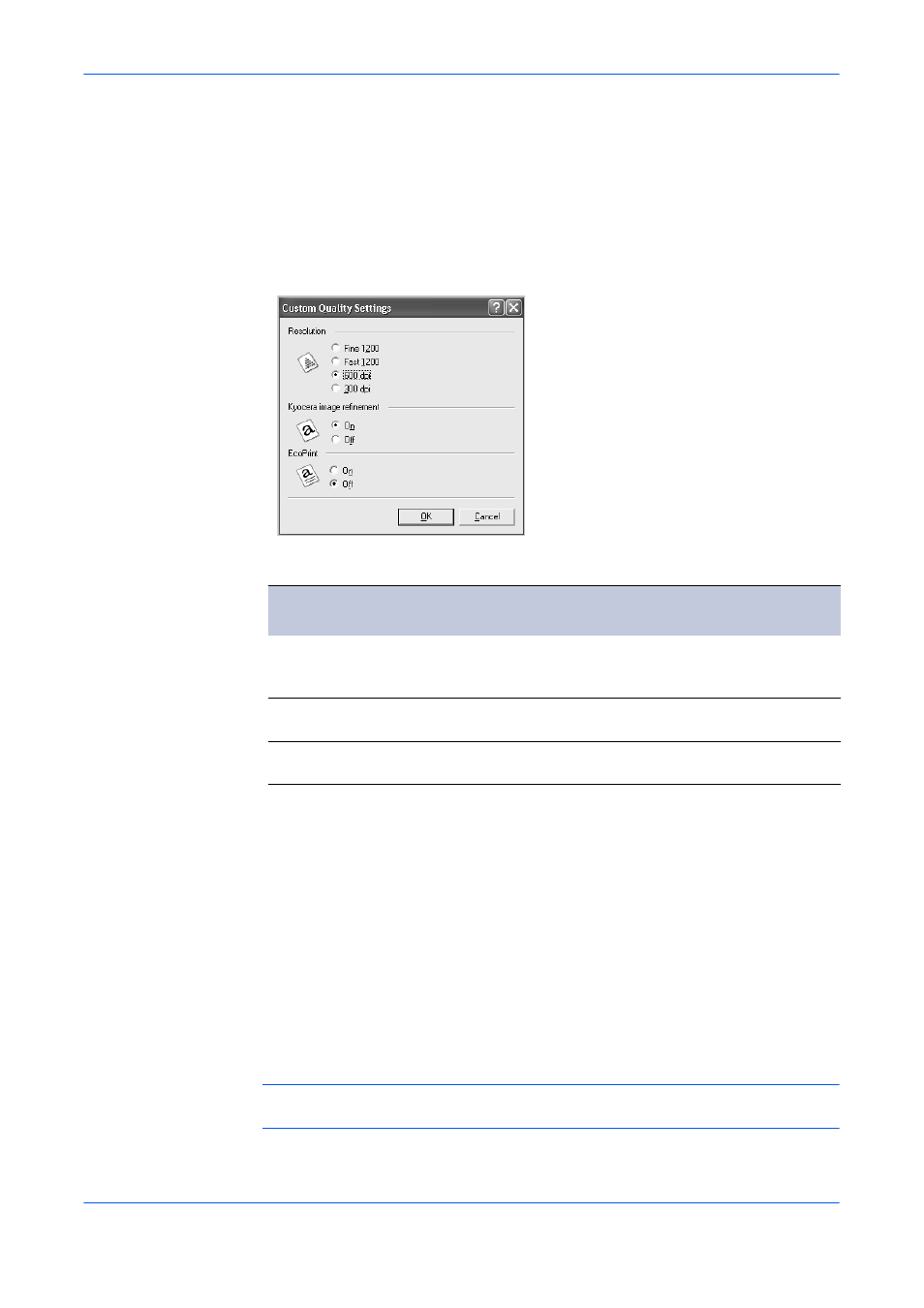 Custom print quality settings, Ecoprint, Fonts | Kyocera FS-820 User Manual | Page 51 / 105