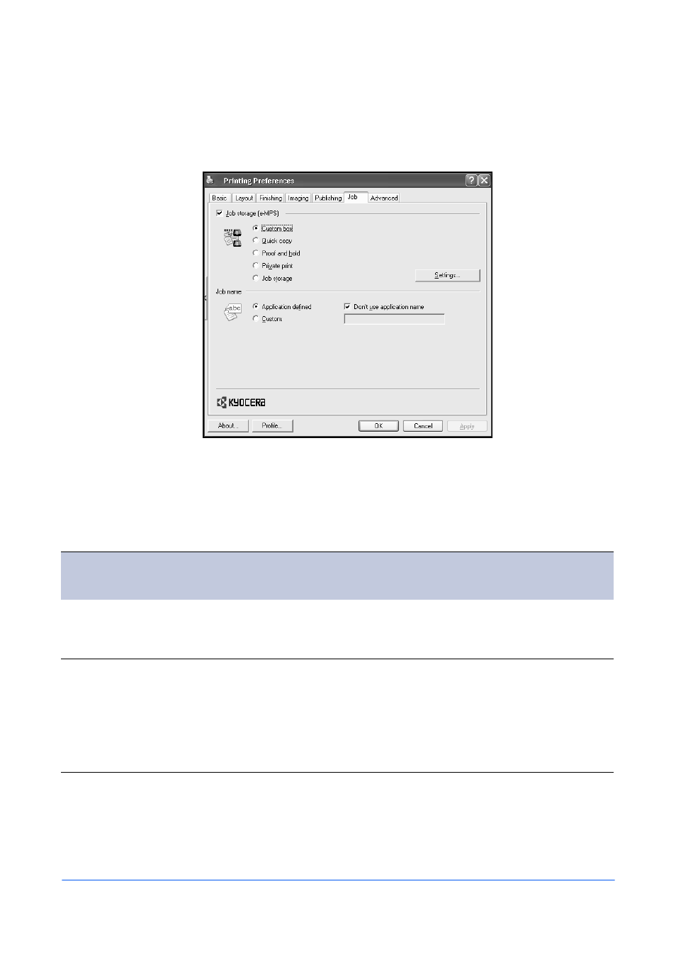 8 job, Job storage (e-mps), Chapter 8 | 8job | Kyocera FS-820 User Manual | Page 64 / 105