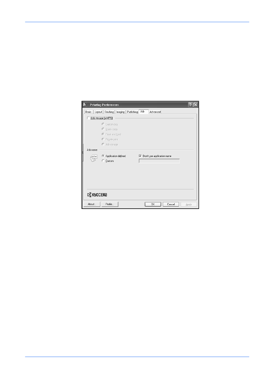 Job name | Kyocera FS-820 User Manual | Page 74 / 105