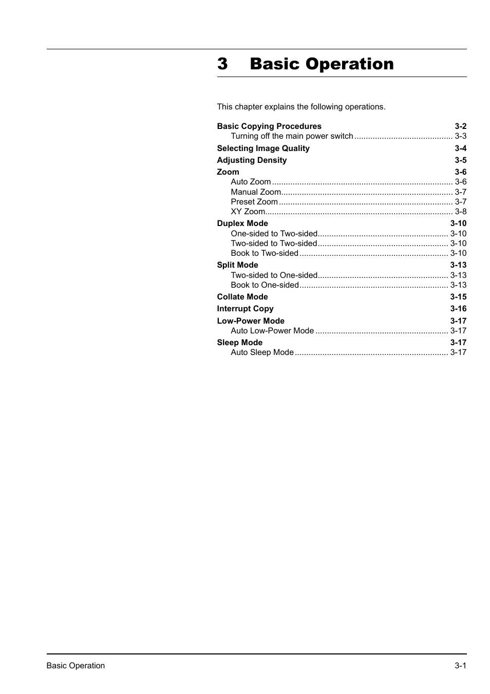 3 basic operation, Basic operation -1 | Kyocera KM-2540 User Manual | Page 45 / 119