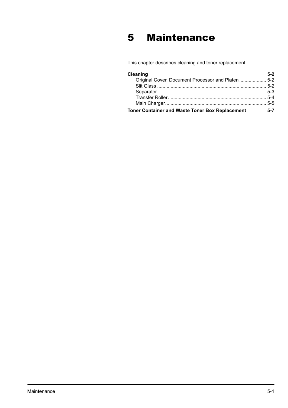 5 maintenance, Maintenance -1 | Kyocera KM-2540 User Manual | Page 71 / 119