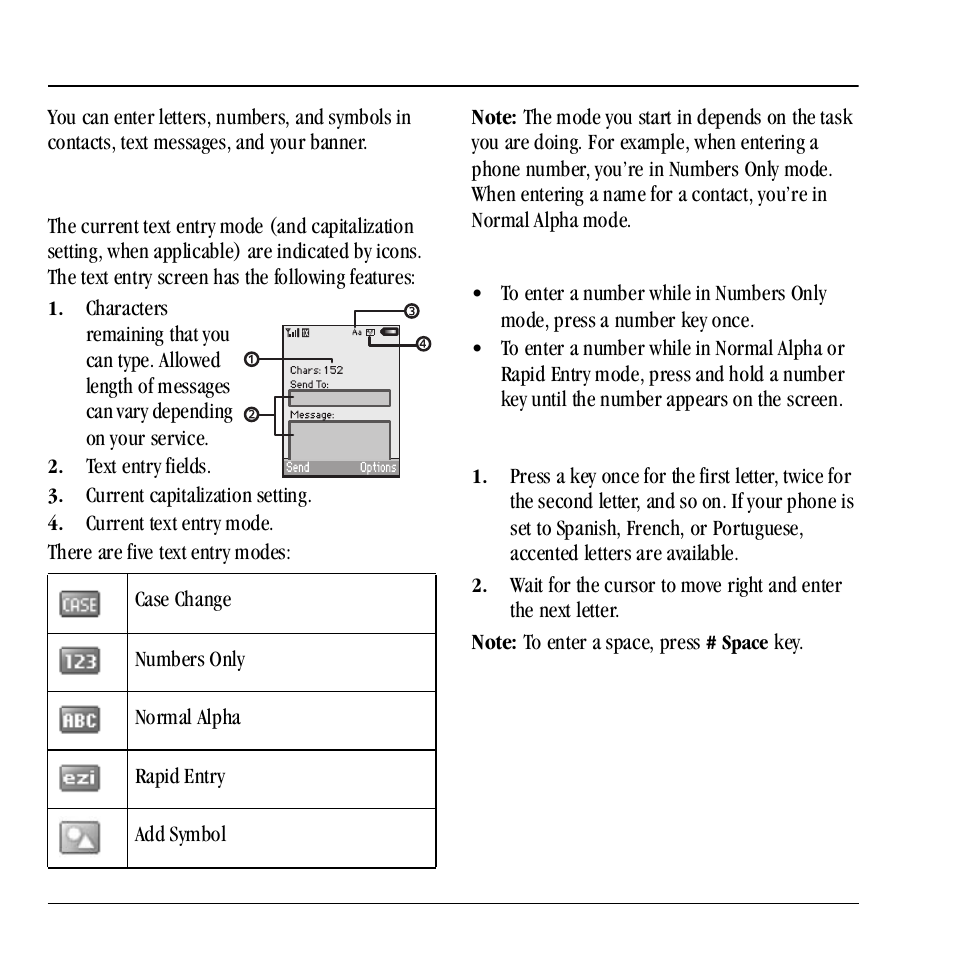 3 text entry, Text entry modes, 3text entry | Kyocera Neo E1100 User Manual | Page 20 / 89