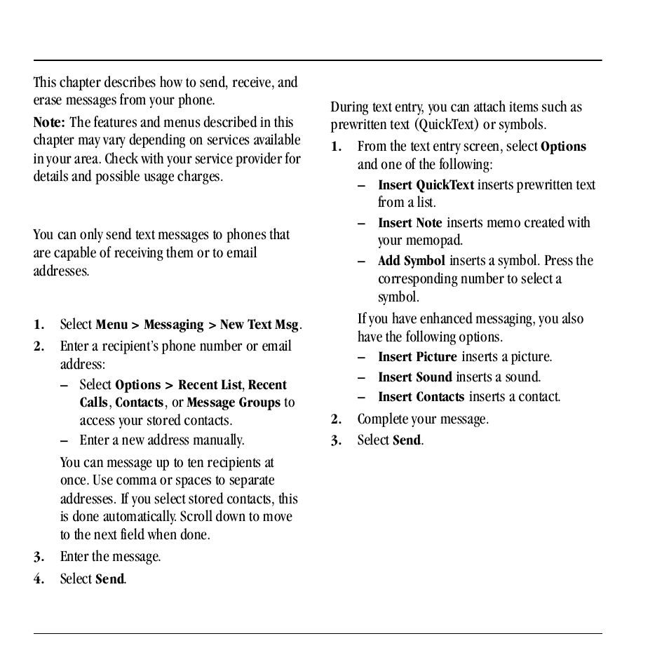 7 messaging, Text messages, 7messaging | Create a text message, Attach quicktext and other extras | Kyocera Neo E1100 User Manual | Page 34 / 89