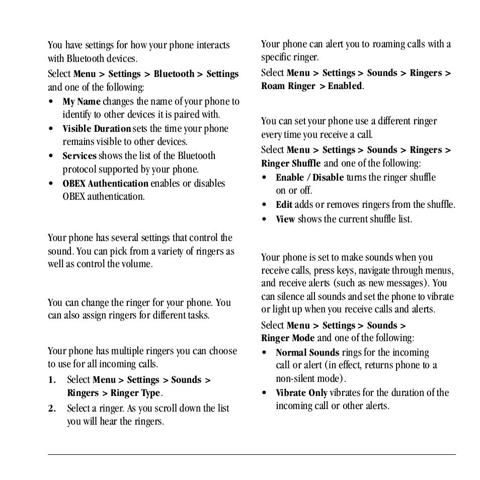 Sounds, Bluetooth settings, Ringers | Set ringer mode | Kyocera Neo E1100 User Manual | Page 51 / 89