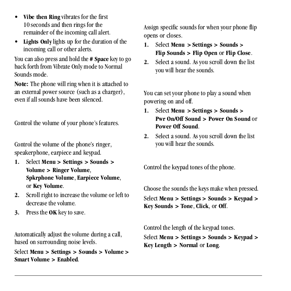 Volume, Set flip sounds, Set power on/off sounds | Keypad | Kyocera Neo E1100 User Manual | Page 52 / 89