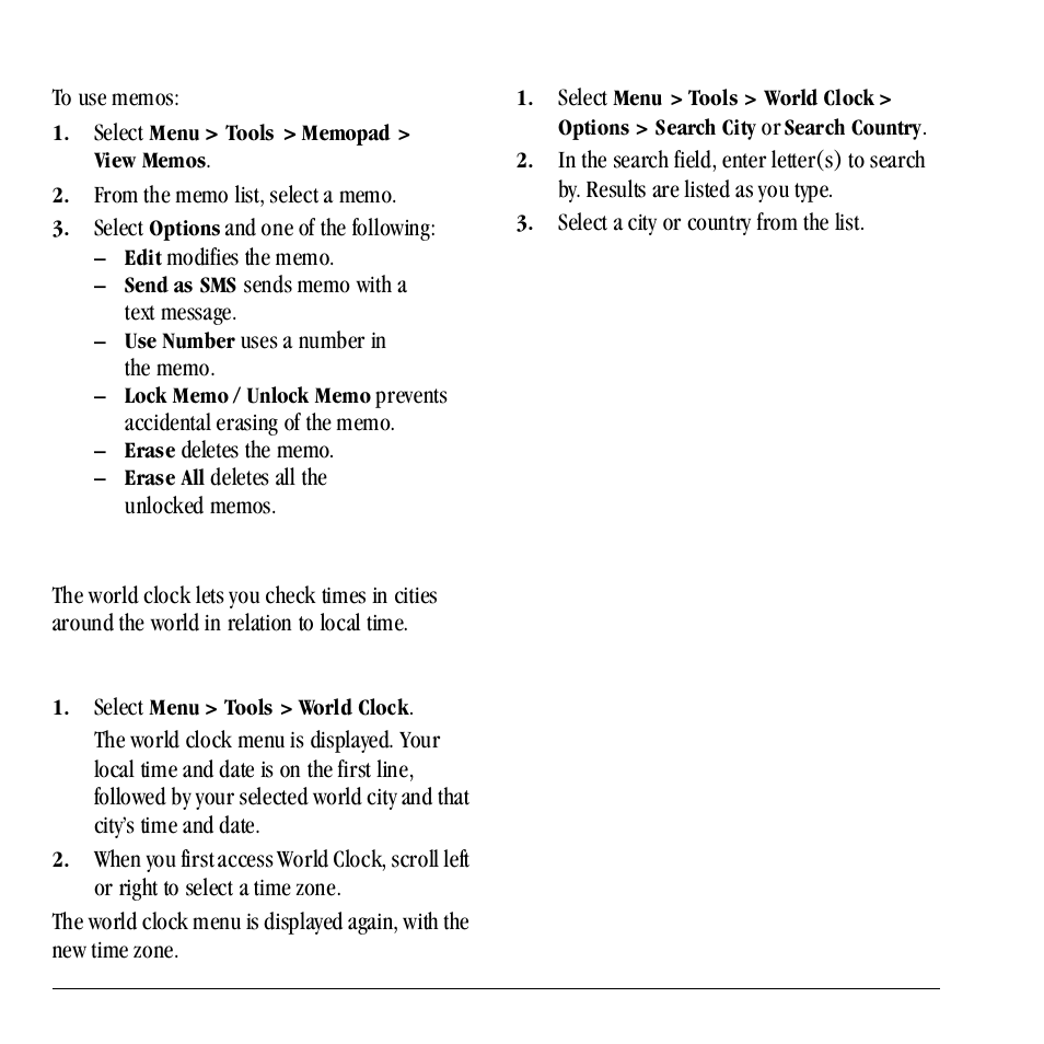 World clock, Set world clock, Search world clock | Kyocera Neo E1100 User Manual | Page 70 / 89