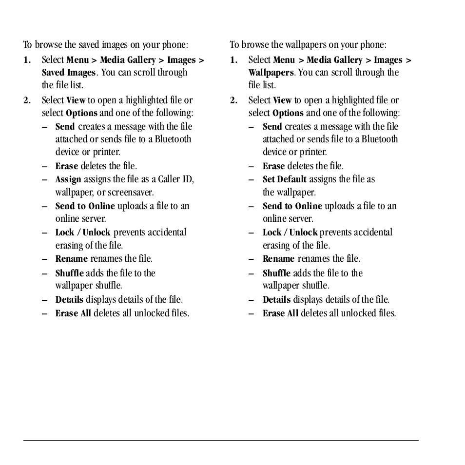 Browse saved images, Browse wallpapers, Browse saved images browse wallpapers | Kyocera Neo E1100 User Manual | Page 74 / 89