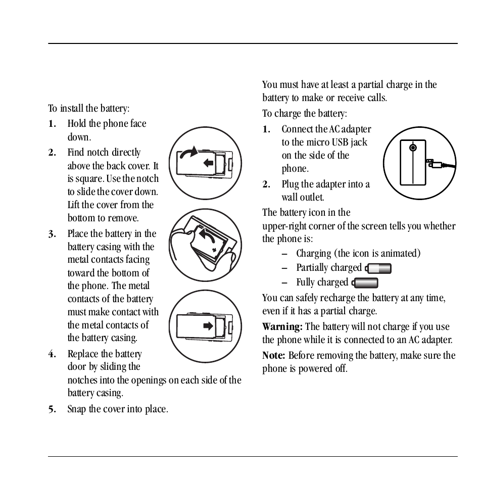 1 get started, Phone battery, 1get started | Kyocera Neo E1100 User Manual | Page 9 / 89