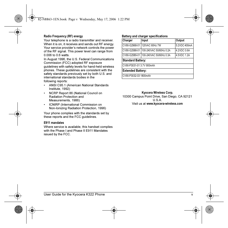 Kyocera K322 User Manual | Page 5 / 72