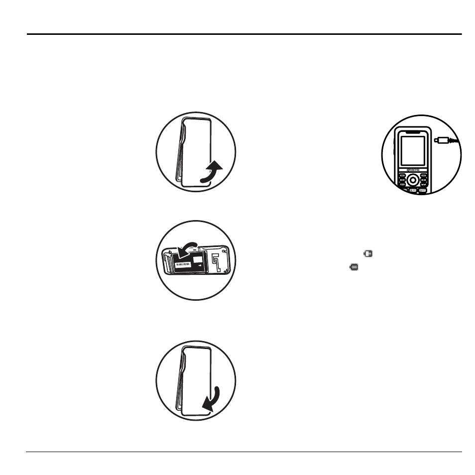 1 get started, Phone battery, Install the battery | Hold the phone face down, Snap the cover into place, Charge the battery, Plug the adapter into a wall outlet, Get started, 1get started | Kyocera Domino S1310 User Manual | Page 9 / 76
