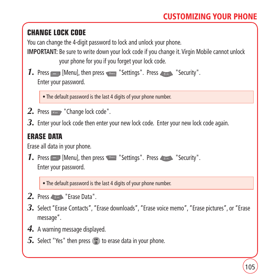 Customizing your phone | Kyocera VM1450 User Manual | Page 105 / 148