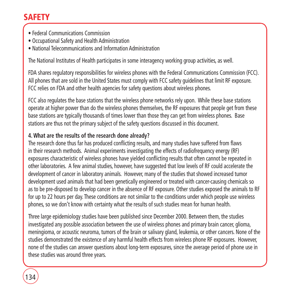Safety | Kyocera VM1450 User Manual | Page 134 / 148