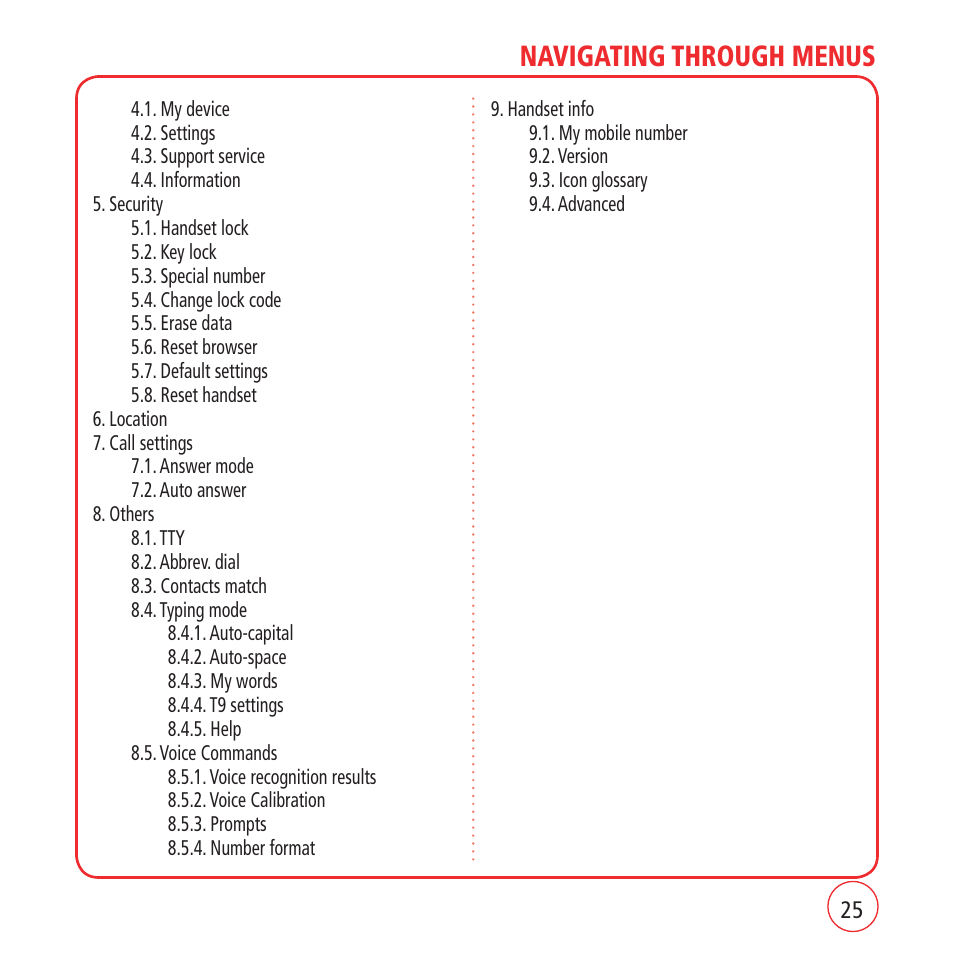 Navigating through menus | Kyocera VM1450 User Manual | Page 25 / 148
