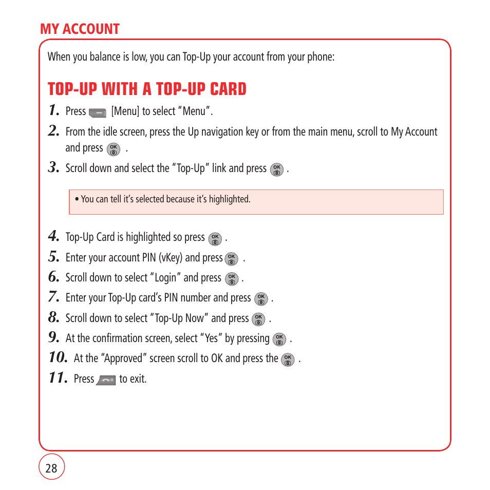 Top-up with a top-up card | Kyocera VM1450 User Manual | Page 28 / 148