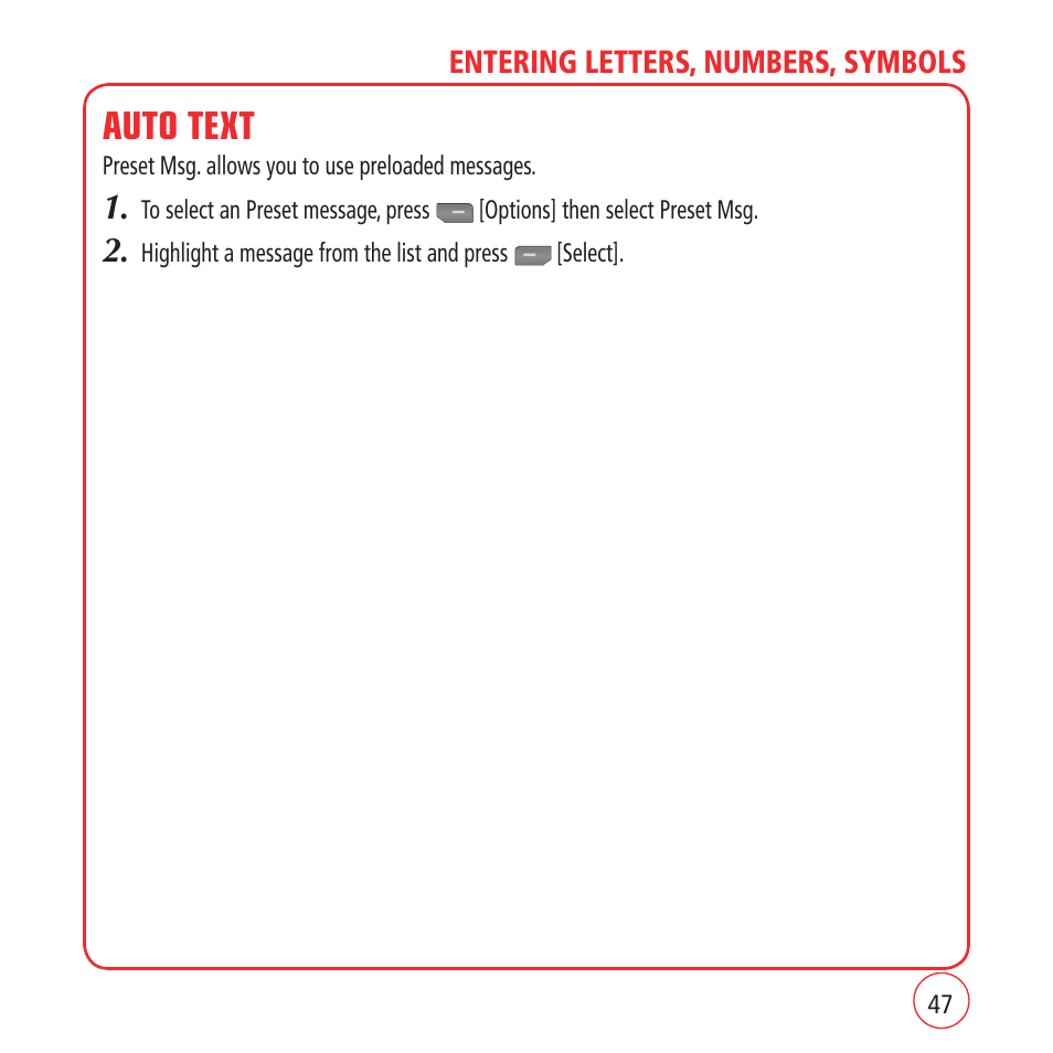 Auto text | Kyocera VM1450 User Manual | Page 47 / 148