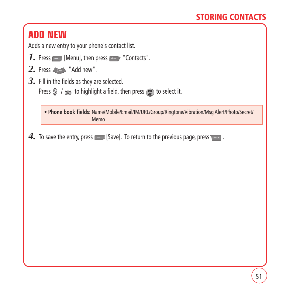 Add new | Kyocera VM1450 User Manual | Page 51 / 148