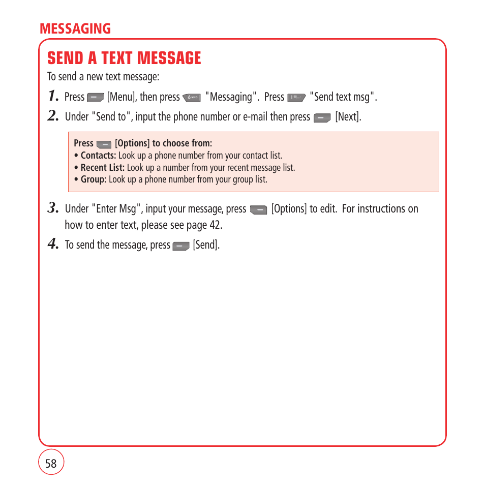Send a text message | Kyocera VM1450 User Manual | Page 58 / 148