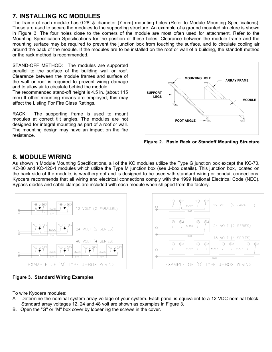 Installing kc modules, Module wiring | Kyocera KC-120-1 User Manual | Page 3 / 7