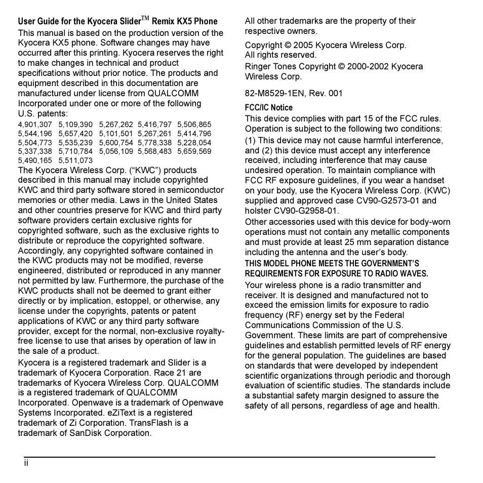 Kyocera KX5 User Manual | Page 2 / 80