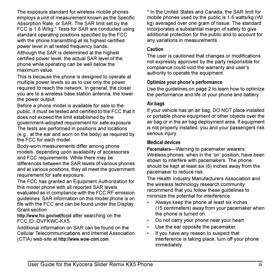 Kyocera KX5 User Manual | Page 3 / 80