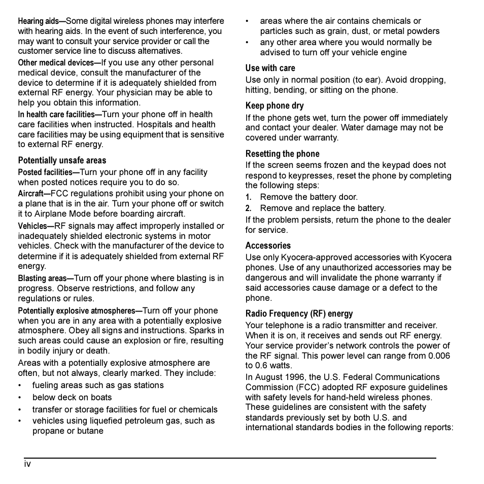 Kyocera KX5 User Manual | Page 4 / 80